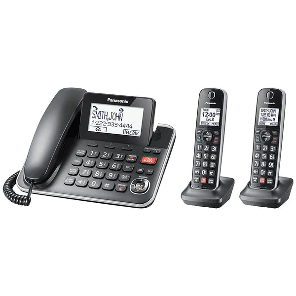 Système téléphonique extensible avec/sans fil répondeur, 2 combinés
