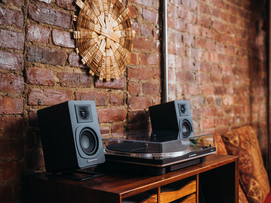 audio-technica AT-SP3X - Enceintes d'étagère amplifiée 30Watts filaire ou Bluetooth