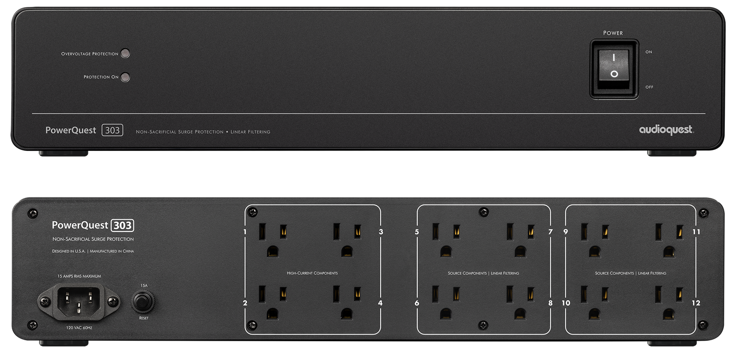 Audioquest PowerQuest PQ-303 - Barre d'alimentation 12 prises avec conditionneurs d'alimentation