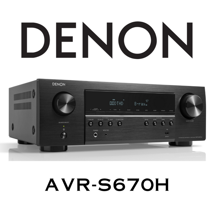 Denon AVR670H - Récepteur cinéma maison 5.2, 8K, 75W, 5 canaux amplifiés, HEOS, 4K/120Hz