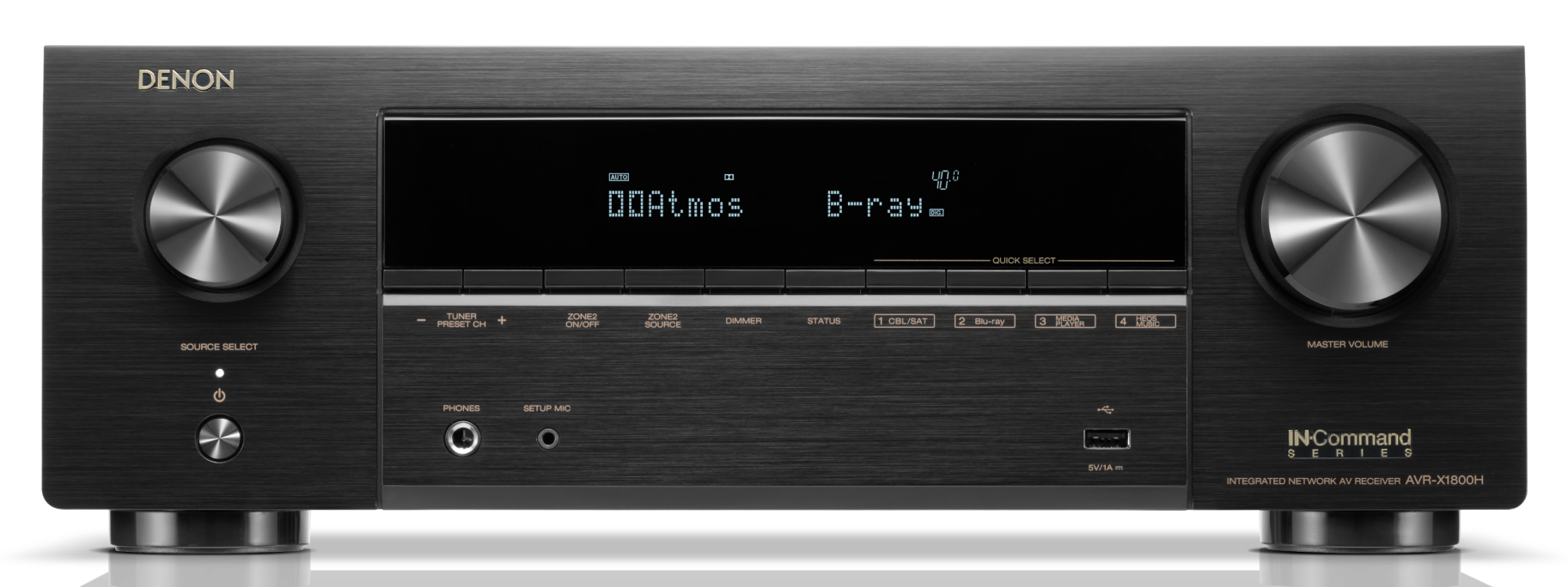 Denon AVRX1800H - Récepteur cinéma maison 7.2, 8K, 80W, 7 Canaux amplifiés, Dolby Atmos, 3D