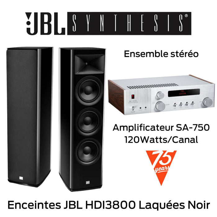 JBL Synthesis - Ensemble stéréo SA750 120W/Canal + HDI3800 Noir Laquée