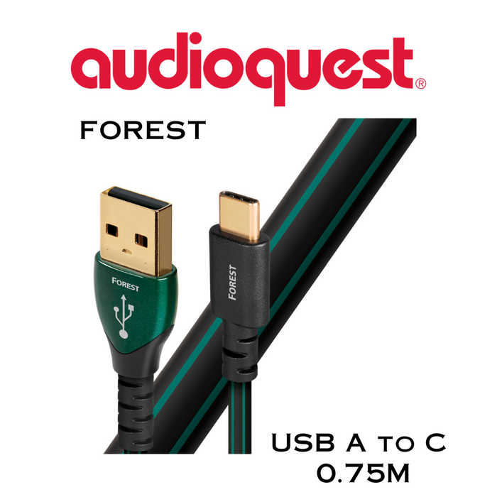 Audioquest Forest - Câble USB A à USB C à surface 0.5% solide Argent