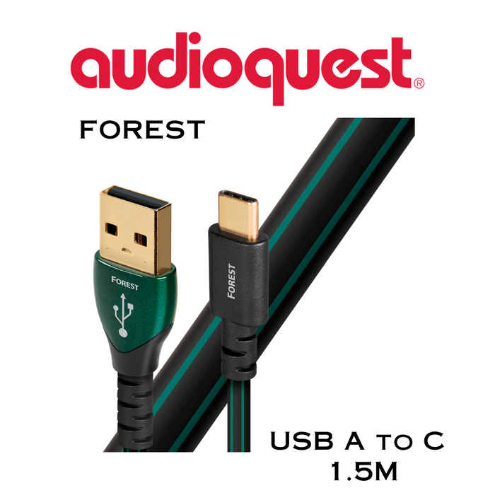 Audioquest Forest - Câble USB A à USB C à surface 0.5% solide Argent