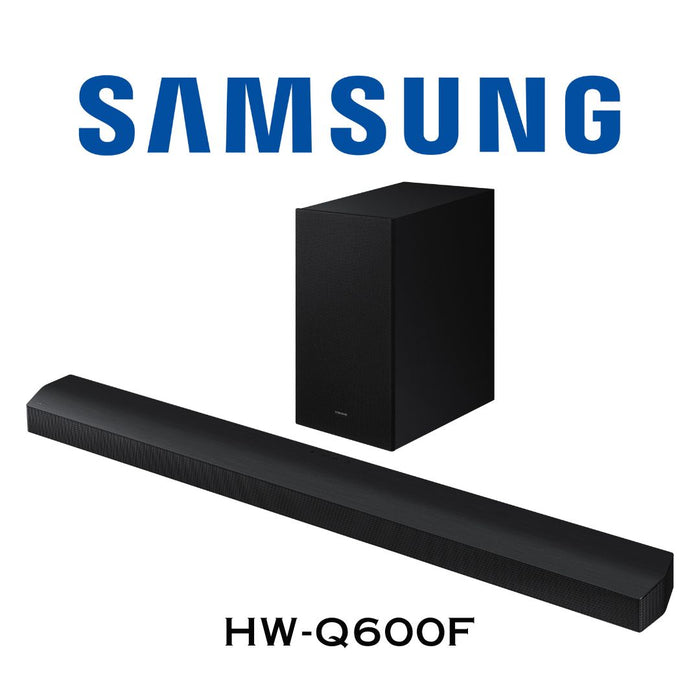 Samsung HW-Q600F Barre de son Bluetooth, 9 haut-parleurs, 360 Watts, haut-parleur central, 2 hauts-parleurs de projection vers le haut, subwoofer sans fil 6.5'', Dolby Atmos, DTS:X, QSymphony et mode jeu pro.