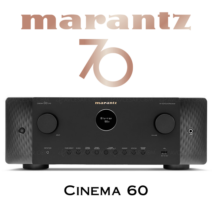 Marantz Cinema 60 - Récepteur cinéma maison 7.2, 8K, 100W, 7 canaux amplifiés, Dolby Atmos, DTS:X