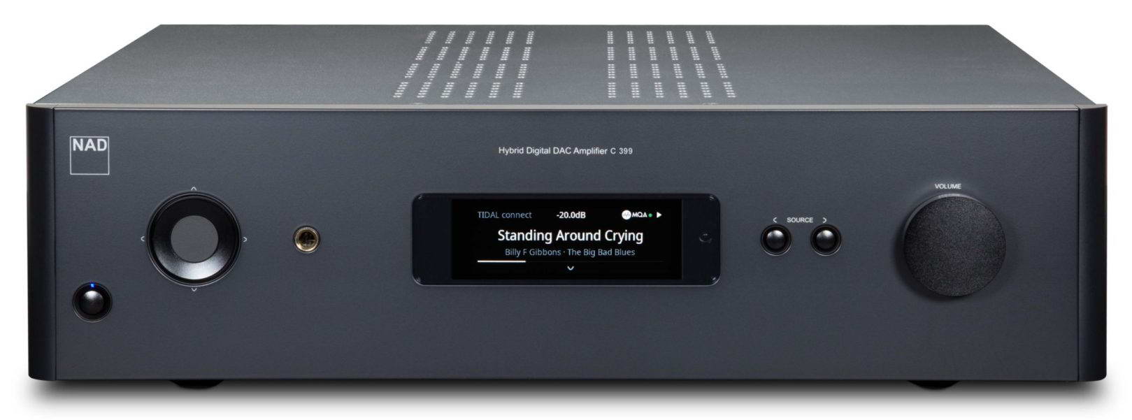 NAD C399 BluOS - Amplificateur stéréo intégré hybride 180 W/C, DAC, entrée phono