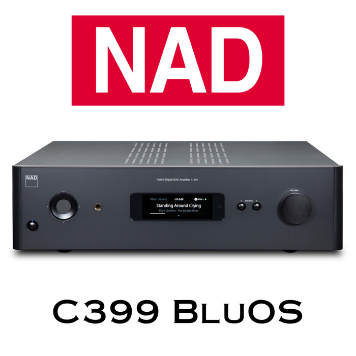 NAD C399 BluOS - Amplificateur stéréo intégré hybride 180 W/C, DAC, entrée phono