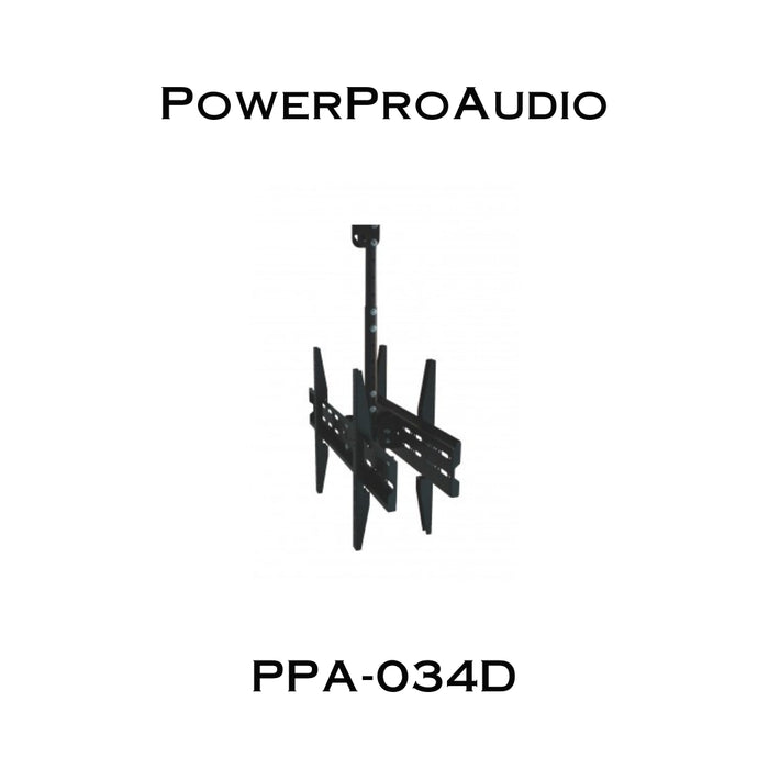 PowerProAudio PPA-034D | Support de plafond inclinable/rotatif 2x téléviseurs 37" à 75'', charge 175lb