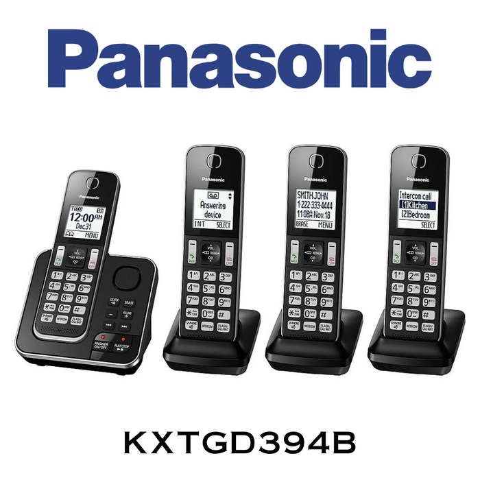 Panasonic KXTGD394B - Téléphone sans fil avec répondeur, 4 combinés