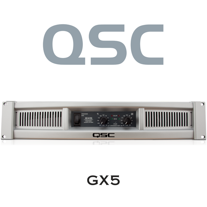 QSC GX5 - Amplificateur de puissance commercial 500Watts avec niveaux de puissance adaptés aux enceintes les plus populaires. Entrées : XLR, TRS 6,35 mm et phono, sorties combo Speakon® et bornes de liaison.