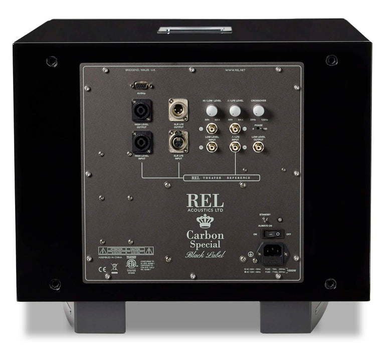 REL Carbon Special Black Label | Caisson de basses 900 Watts, HP de graves de 12''