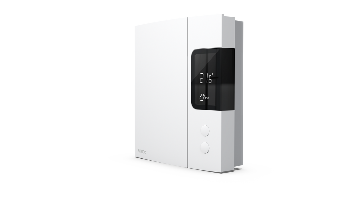 Sinopé TH1124NP - Thermostat de ligne non programmable 4000W est conçu pour contrôler un système de chauffage tel que : plinthe électrique, convecteur (cycle court), ventiloconvecteur (cycle long)*, plafond rayonnant
