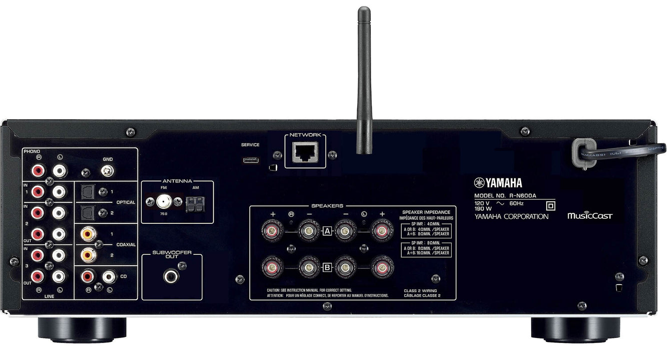 Yamaha RN600A - Récepteur stéréo MusicCast 80W/C, DAC, Wi-Fi, Bluetooth, entrée phono, HP A/B