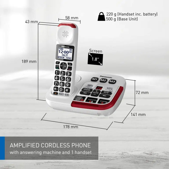 Panasonic KXTGM470W Téléphone sans fil avec amplificateur des appels +40 dB