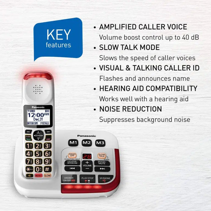 Panasonic KXTGM470W Téléphone sans fil avec amplificateur des appels +40 dB