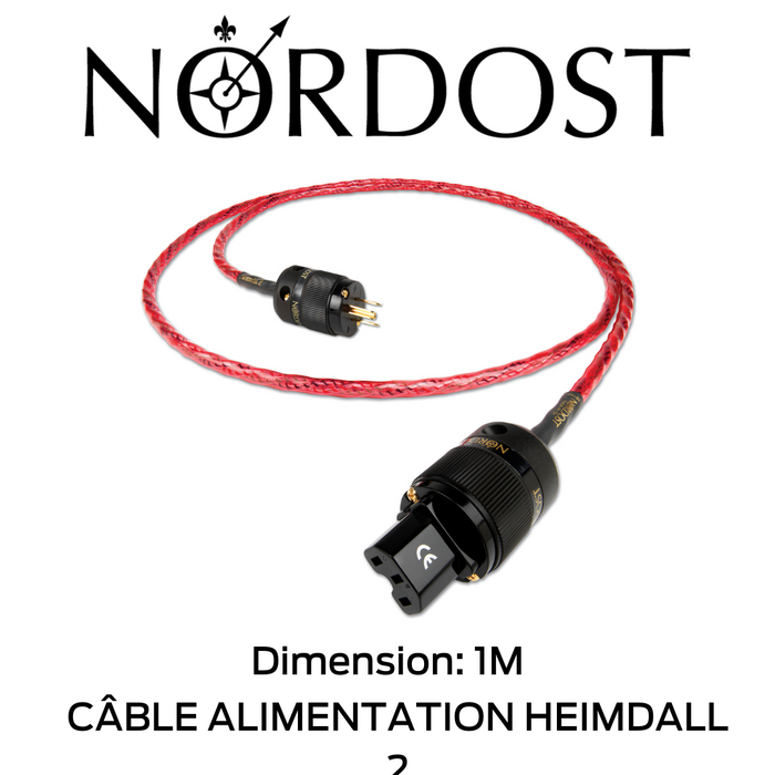 NORDOST Heimdall 2 - Câble d'alimentation avec isolation Ethylène Propylène Fluoré (FEP), câblage réglé mécaniquement, conception Micro Mono-Filament 3 x 16 AWG, matériel argent à 99,9999% OFC!