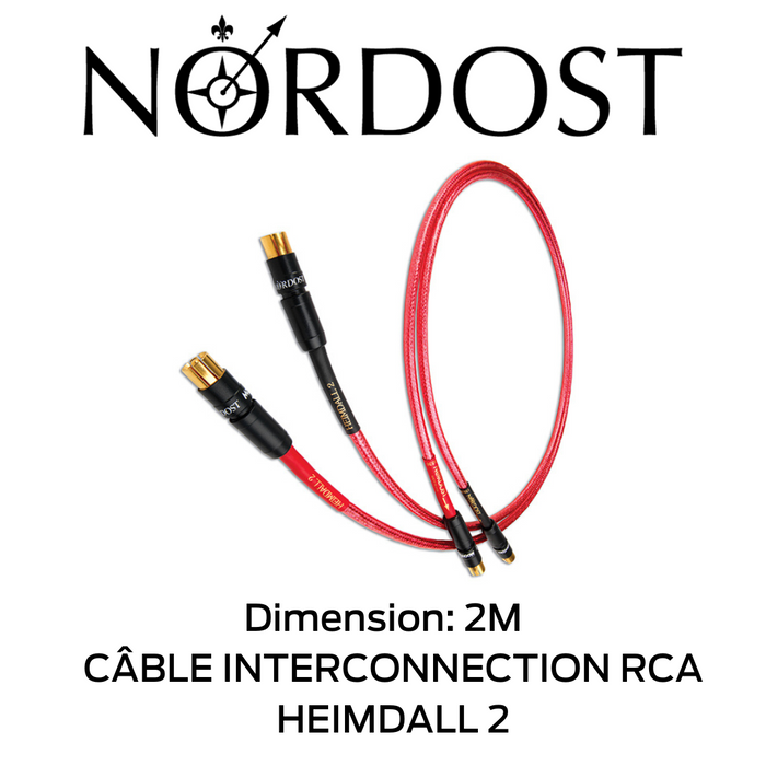 NORDOST Heimdall 2 - Câble d'interconnexion RCA-RCA, 4 conducteurs à noyau solide
