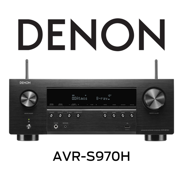 Denon AVR970H - Récepteur cinéma maison 7.2, 8K, 70W, 7 canaux amplifiés, Dolby Atmos