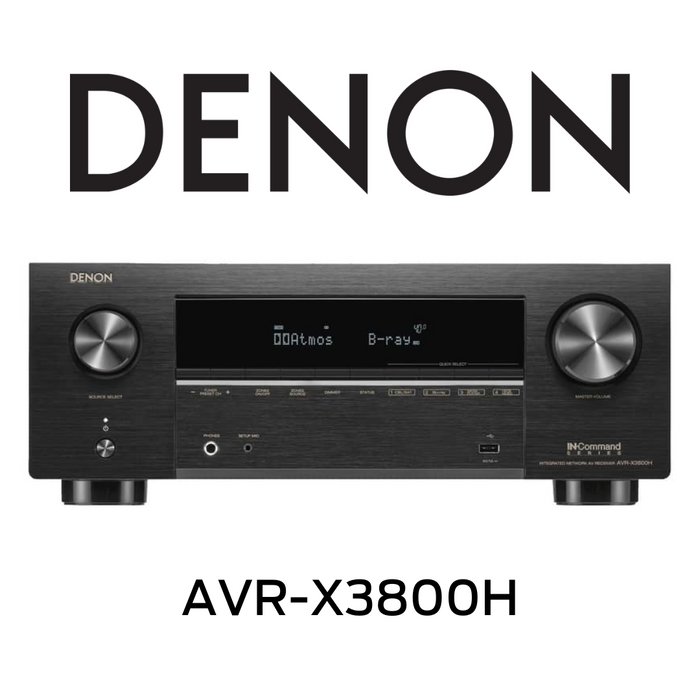 Denon AVRX3800H - Récepteur cinéma maison 9.4, 8K, 105W, 9 canaux amplifiés, Dolby Atmos, DTS:X
