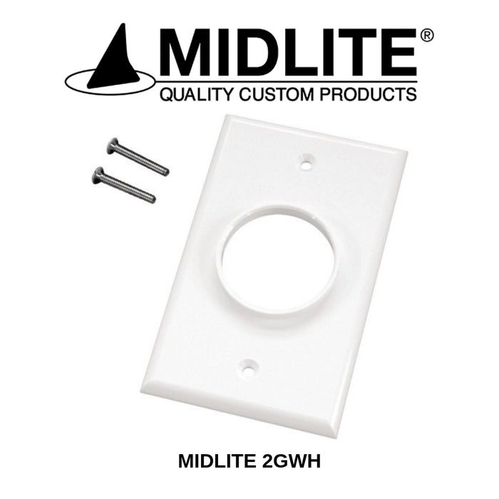 Midlite plaque Wireport simple blanche 2GWH