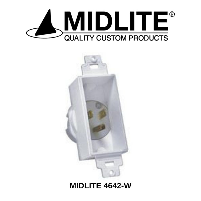Midlite prise d'alimentation encastrée simple blanc 4642-W