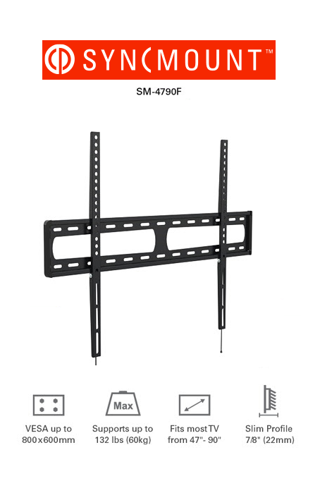 Syncmount - Support mural fixe pour téléviseur de 47" à 90"