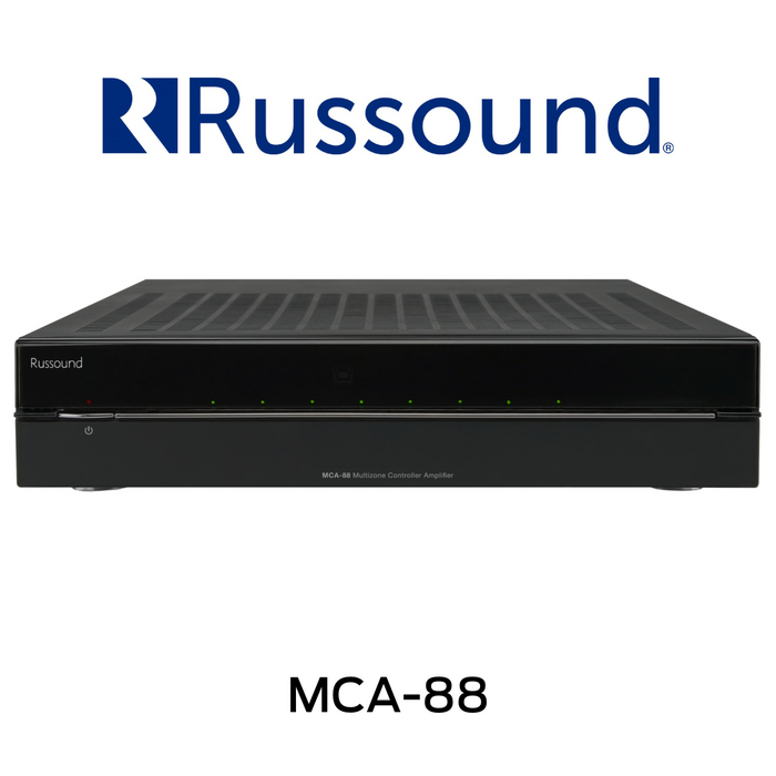 Russound MCA-88 - Amplificateur multizones pour les systèmes Russound. 8 sources/6 zones amplifiées @ 40W / ch, jusqu'à 8 entrées stéréo niveau ligne, 3 coaxiales numériques et 1 optiques et contrôle vocal est disponible en utilisant Amazon Alexa