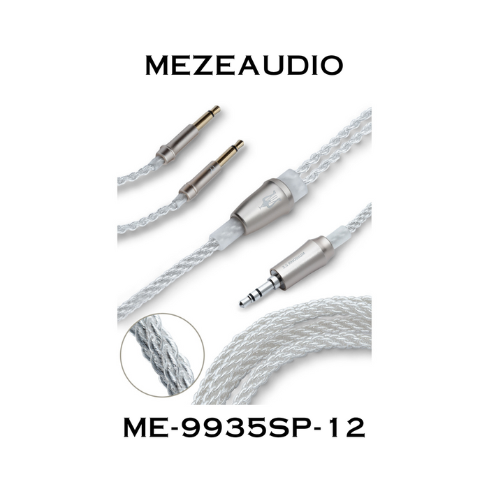 Mezeaudio ME-9935SP-12 - Câble de mise à niveau Meze pour casque de la série 99 / Liric — Plaqué argent 3,5 mm (1/8")