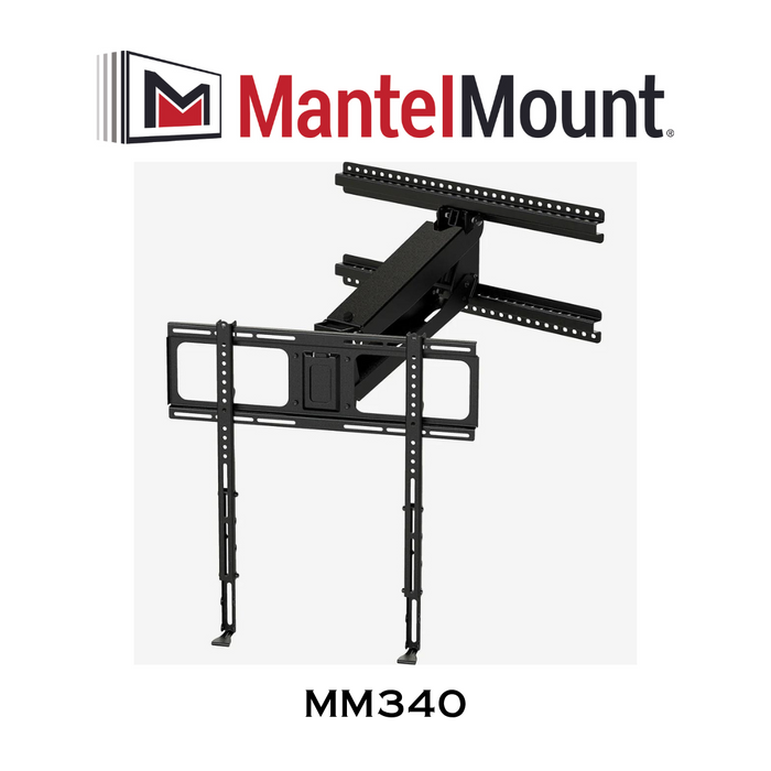MantelMount MM340 - Support articulé à 2 pistons à gaz inclinable vers le bas pour téléviseur de 44'' à 80'' d'un poids entre 20 et 90 lb et pivotement à 30 degrés dans chaque direction.