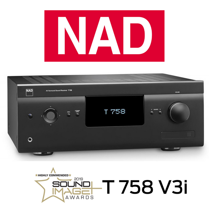 NAD T758V3i - Récepteur cinéma maison 60W, 7 canaux amplifiés, Dolby Atmos