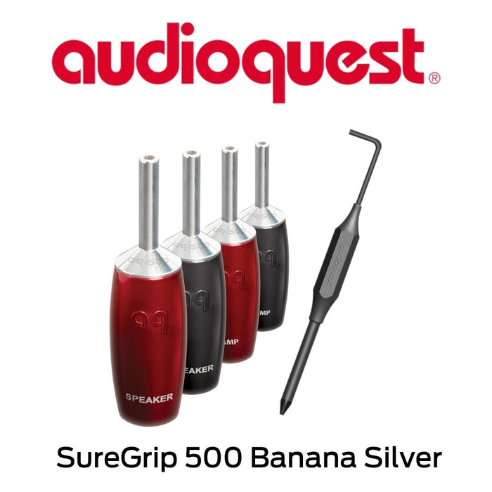 Audioquest - Connecteurs de câbles à haut-parleurs de type Banane SureGrip 500 Banana Silver