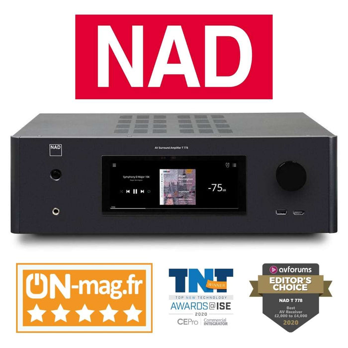 Récepteur cinéma maison 140W, 9 canaux amplifiés, Dolby Atmos, UltraHD4K, Dirac Live
