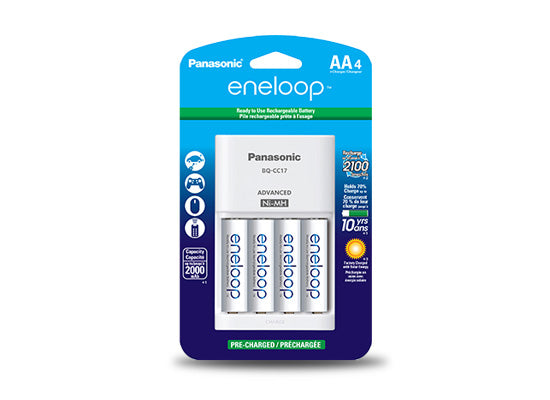 Panasonic - Chargeur avec 4 piles eneloop AA Ni-MH préchargées KKJ17MCA4BF
