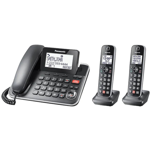Système téléphonique extensible avec/sans fil répondeur, 2 combinés