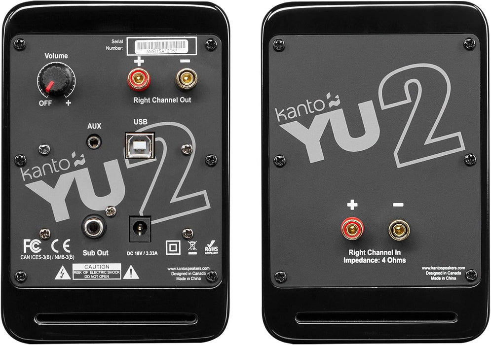 Kanto YU2 - Haut-parleurs de bureau amplifiés 25 Watts Canal