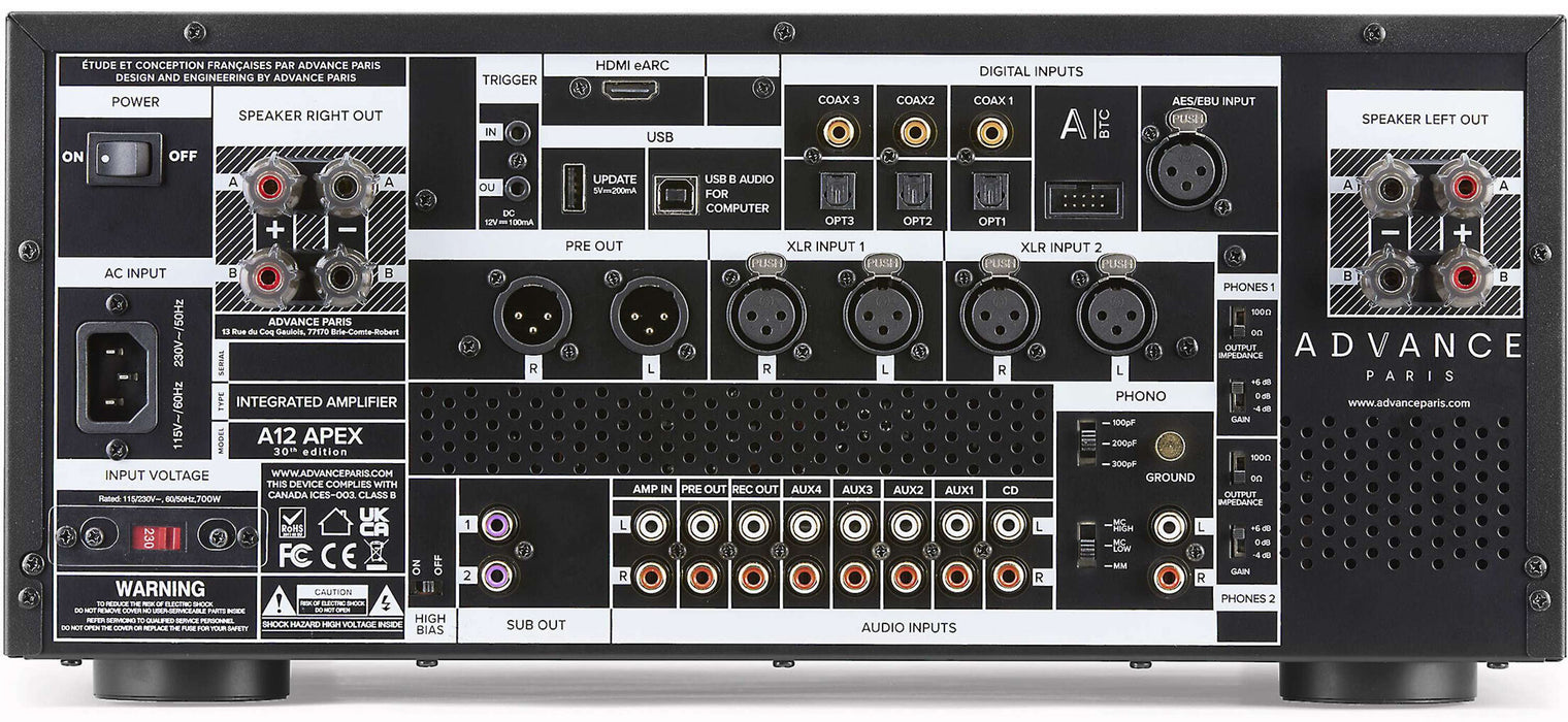 Advance Paris APEX A12 | Amplificateur stéréo haute-fidélité 2 x 190 watts