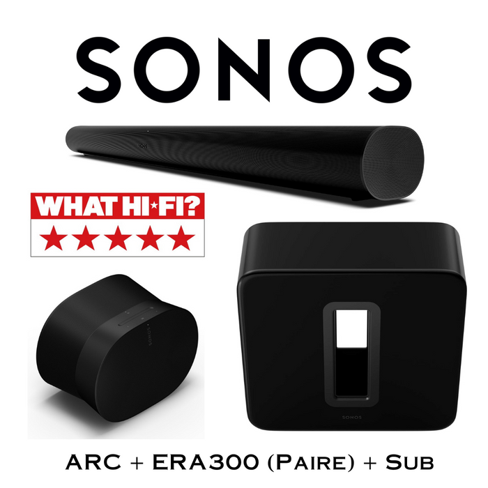 Sonos ARC + Era 300 (paire) + Sub - Ensemble parfait Wi-Fi/Dolby Atmos