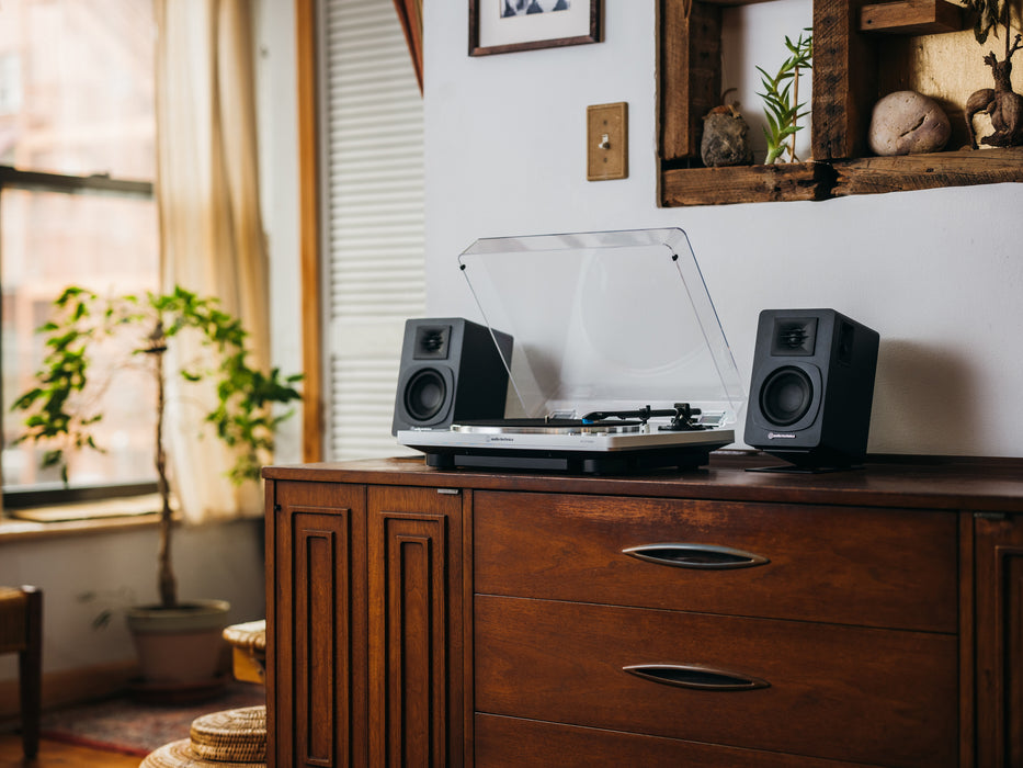 Enceintes d'étagère amplifiée 30Watts filaire ou Bluetooth