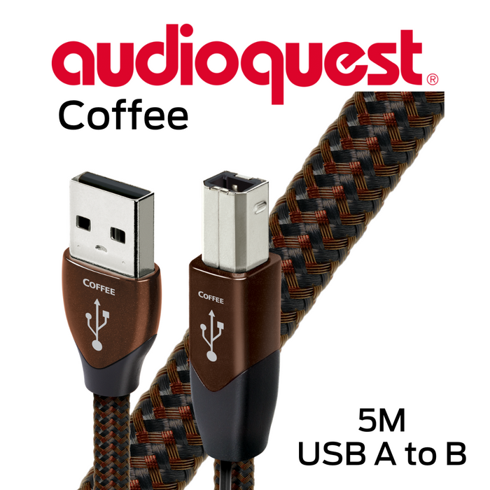 Audioquest Coffee - Câbles d'interconnexion USB A-B 72v DBS 10% argent