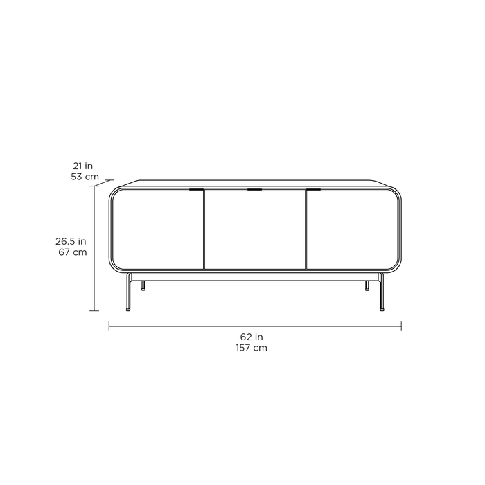 BDI Plume 8077 | Meuble multimédia 3 portes audio-vidéo/téléviseur jusqu'à 70 pouces