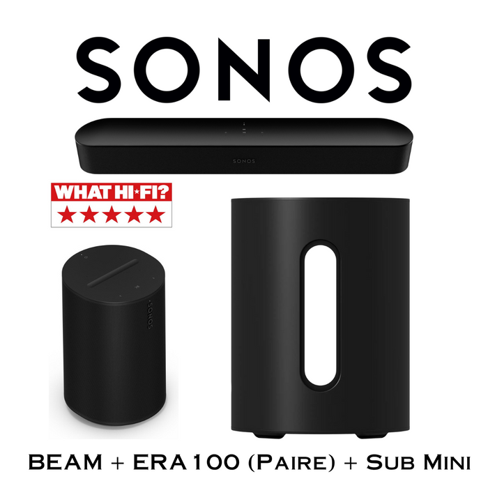 Sonos - Beam + ERA100 (paire) + Sub Mini : Ensemble Cinéma de qualité!