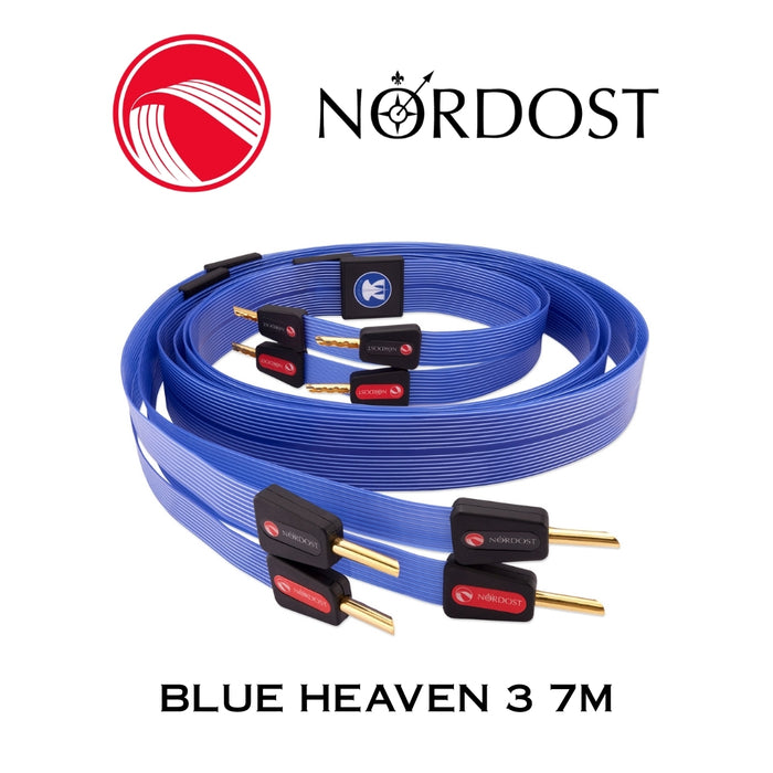 NORDOST Blue Heaven 3 - Câble de haut-parleurs 18 x 24 AWG Silver 99.99% Bananes (la paire)