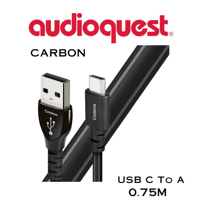 Audioquest Carbon - Câble USB C à USB A à surface 5% solide Argent