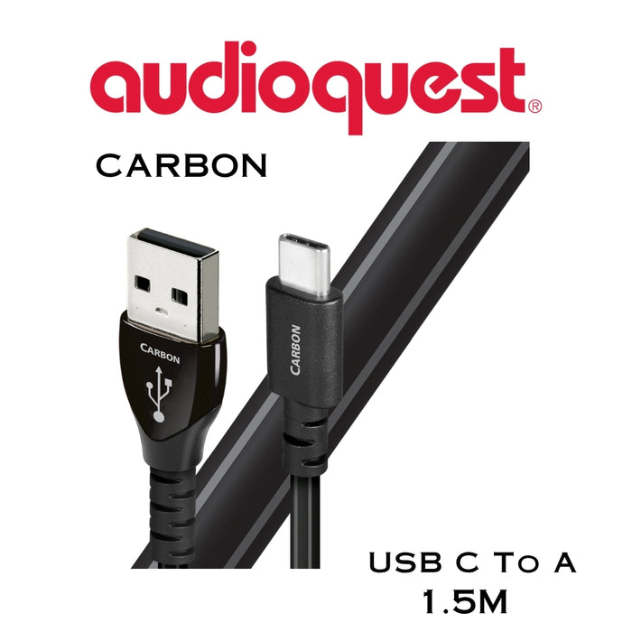 Audioquest Carbon - Câble USB C à USB A à surface 5% solide Argent
