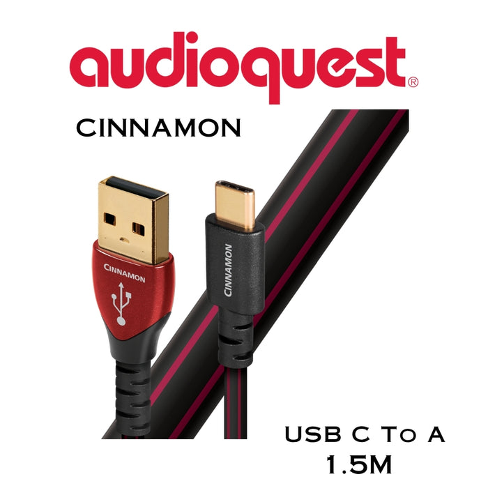 Audioquest Cinnamon - Câble USB C à USB A surface 1.25% solide Argent