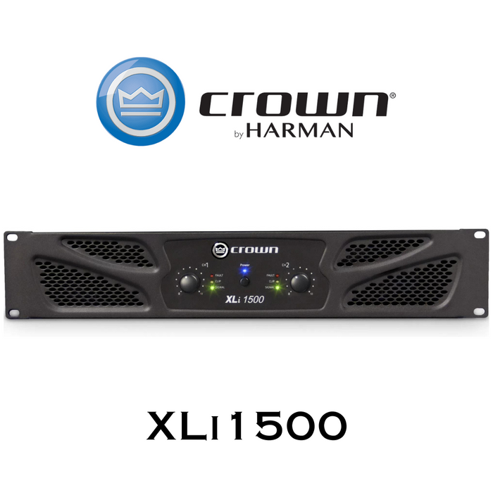 Crown Audio XLi 1500 - Amplificateur de puissance stéréo commercial 450 W par canal à 4 Ohms, 330 W par canal à 8 Ohms, 900W à 8 Ohms Bridge Mono.