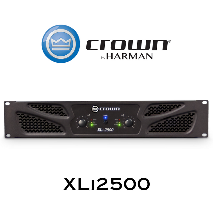 Crown Audio XLi 2500 - Amplificateur de puissance stéréo commercial 750 W par canal à 4 Ohms, 500 W par canal à 8 Ohms, 1500W à 8 Ohms Bridge Mono.