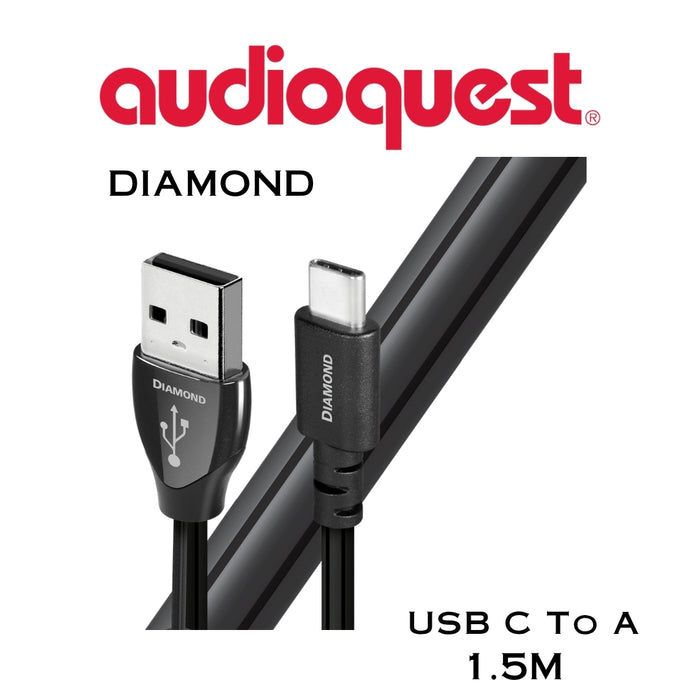 Audioquest Diamond - Câble USB C à USB A 72v DBS à surface 100% solide Argent