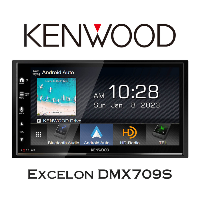 Kenwood Excelon DMX709S - Récepteur multimédia numérique 22 watts RMS x 4 canaux avec écran tactile capacitif de 6.5'' et lit les fichiers haute résolution (MP3, WAV, FLAC, AAC)
